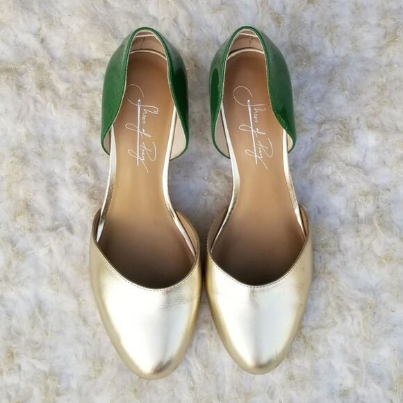 Green & Gold Heels Patent Metallic Leather Pumps TwoTone Shoes Prey Size EU 38.5 - Picture 5 of 11